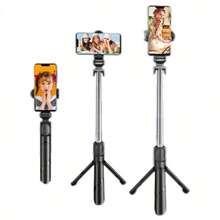 2-In-1 Wireless Bluetooth Selfie Stick With Tripod With Remote Control Selfie Stick Tripod Bluetooth - Black and White - View 2