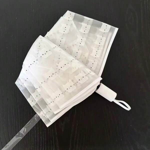 1pc 8-Rib Foldable Cat Matte Transparent Umbrella, Cute Children Cartoon Dual-Use Sunshade & Rainproof Umbrella