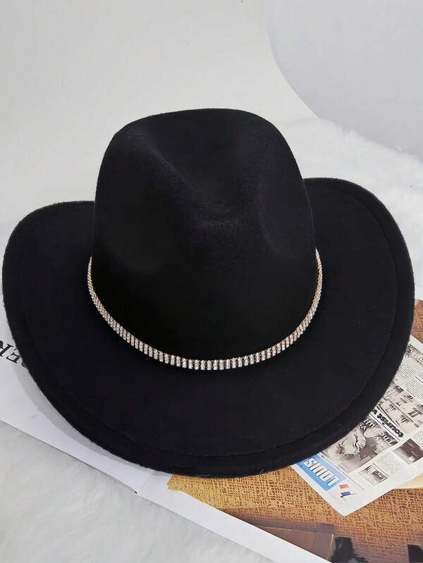 1pc Minimalist Rhinestone Hat Chain Decoration, Suitable For Western Cowboy Hat, Felt Hat, Bucket Hat, Accessory, Holiday Gift, Birthday Party