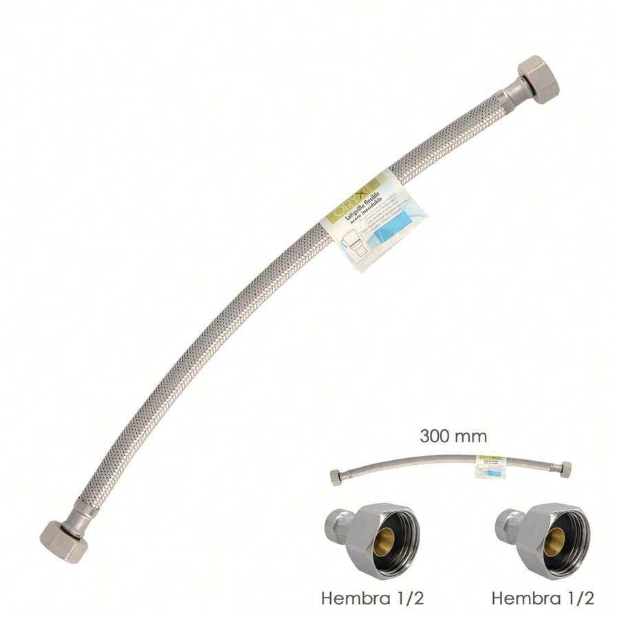 ORYX Latiguillo Flexible Acero Inoxidable Hembra 1/2 - Hembra 1/2-300mm - Plateado - Ver 1