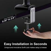 Nearhub Nearhub Einzelbildschirmhalterung, 13-32 Zoll Computerbildschirm, starker verstellbarer Gasdruckfedermonitorarm, Vollbewegung verstellbar mit C-Klemme und Grommetbasis, hält bis zu 10 kg, VESA-Montage 75mmX75mm, 100mmX100mm