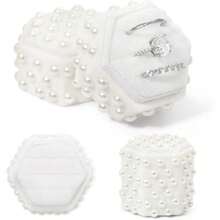 Pearl Velvet Ring Box 3 Slots Jewelry Ring Box With Pearl Wedding Decor Bridal Photography Engagement Gift White Hexagon