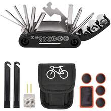 Conjunto de Reparación de Bicicletas Bolsa, Múltiples Funciones 16 en 1 Kit Herramientas, Hexagonal Llave de Palanca de Parche de Neumáticos, Set de Herramientas para Bicicleta de Montaña - 1 - Ver 6
