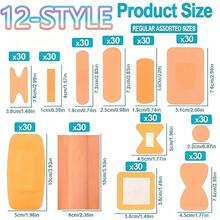 360/160/100/60片装不同尺寸手指绷带混合套装，快速止血温和伤口护理组合，防水透气急救胶带，适用于身体各部位，可用于擦伤、水泡、角色扮演、万圣节等场合。 - 杏色 - 查看 18