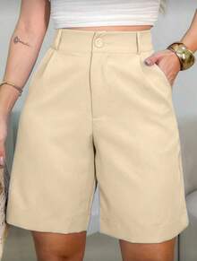 Tailored Bermuda Shorts Without Belt - Gringa Fashion - Apricot - View 2