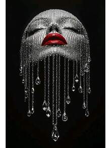 钻石艺术画套装工艺品贴纸幻想漂亮女人脸配件迷人圣诞刺绣马赛克十字绣水钻 5D DIY 图片套装家居房间墙壁装饰节日手工玩具礼物 - 白色 - 查看 2