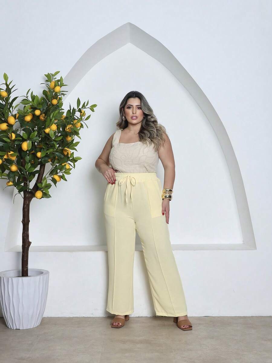 Duna Plus Size Pantalona - Amarillo mantequilla - Ver 1