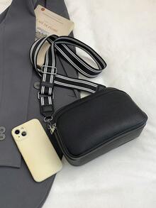 简约通勤风格时尚百搭大容量单肩斜跨包多口袋手提包女士包包适合上班上学 - 黑色 - 查看 4