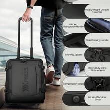 17 Inch Underseat Carry On Luggage Airplane Approved Water-Resistant Small Softside Rolling Suitcase Lightweight Personal Item Travel Duffle Bags - 黑色 - 查看 5