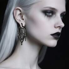 1pc Halloween Vintage Gothic Hollow Castle Earrings Ear Weights, Minimalist Fashion Ear Tunnels Ear Plugs Retro Punk Holiday Gift Jewelry Women Men New Arrival Gifts - style-1 - 查看 4