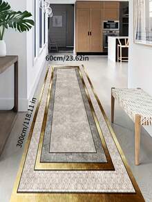 1pc Spring New Solid Color European Luxury Style Hallway Runner Rug, Washable Polyester Long Mat, Home Use Bedside Rug For Living Room Bedroom Entrance, Kitchen Corridor Mat, Gift Included Christmas Decor Kitchen Rug - Multicolor - View 5