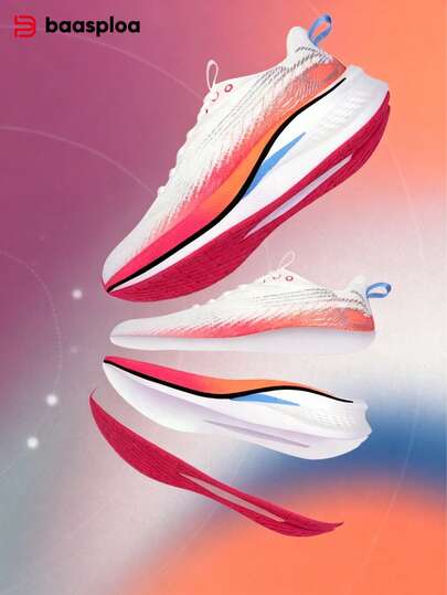 baasploa 女士碳板马拉松跑鞋，轻盈推进，减震护膝，网眼透气，防滑耐磨，日常训练和比赛两用