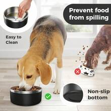 Stainless Steel Dog Bowls For Small Medium Sized Dogs Non Slip,Insulated Dog Bowl,Pet Bowl For Food And Water,Rustproof(40oz,Black){"Size_name":"40oz","Color_name":"Black"} - đen - Xem 4