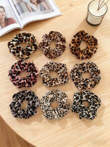 9 piezas de Scrunchies de terciopelo con estampado de animales elegante y vintage para mujer, adecuado para la playa, salidas diarias, decoración del cabello, accesorios bohemios y retro, belleza