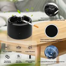 Smoke Removing Ashtray,Smokeless Ashtray For Indoor And Outdoor Use Clean Air For Smokers (Black) - 預設 - 查看 2