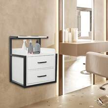 Sweetmile Salon Wall Cabinet 2 Drawers Wall Mounted Salon Storage Cabinet For Barber Store - Black and White - View 5