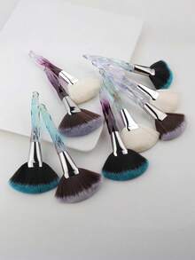 1pc High-Quality Large Fan Makeup Brush, Portable Face Highlighter Brush, Powder Brush, Crystal Highlighter Brush, Specialized Handle - Multicolor - View 4