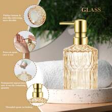 5 Pcs Glass Soap Dispenser Set –Refillable Shampoo, Conditioner, Lotion & Hand-Soap Bottles For Bathroom Sink, Kitchen Counter, Guest Powder Room, Dorm, Salon & Spa, Bridal-Shower Gift - Màu vàng - Xem 5