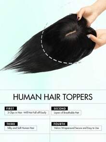 Hair Toppers For Women Real Human Hair 8-14inch Straight Human Hair Topper With Bangs Skin Scalp Big Base Cover Thinning Or Loss Top Pieces Real HairPieces 360°3D Bangs Thinning Blonde Hair For Daily - Multicolor - View 7