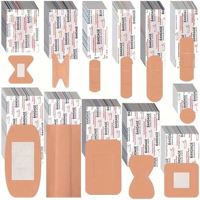 360/160/100/60pcs Assorted Size Finger Bandages Mixed Set, Quick Hemostasis & Gentle Wound Care Combo, Waterproof Breathable First Aid Tape, Suitable For Various Body Parts, Applicable For Abrasions, Blisters, Cosplay, Halloween And More