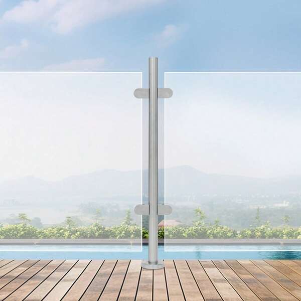 304 Stainless Steel Railing Post 90cm Center Post Glass Railing Post Silver Middle Post