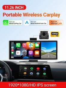 XUDA 2025 NEW 11.26 Inch 4K DVR Wireless Carplay And Android Auto Portable Dash Cam IPS Touch Screen Bluetooth Audio Dual Lens Recorder