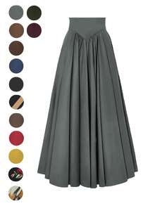 Elegant Ladies' Skirts In The New Autumn And Early Autumn Of 2025 Are Suitable For Dating, Student Wear, Daily Travel, Basic Versatile, Leisure, Beach And Other Scenes, Elegant And Casual Ladies' Skirts, Solid Color, Plastic Waist A Pleated Design, Woven Fabrics, A Variety Of Colors To Choose From, Suitable For Going Out To Wear, Can Also Be Used As Home Clothing.