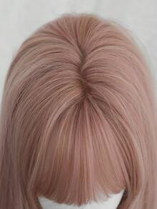 30 英寸粉色长层次直发假发，适合女士 - 优雅的刘海假发 - 深色发根，自然蓬松，非常柔软的合成耐热纤维全机发假发，适合女孩日常、音乐节派对、角色扮演动漫使用、送给朋友的礼物 - 粉色 - 查看 7
