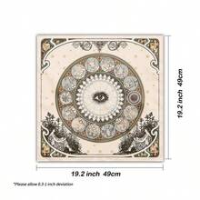 1pc Enchanting 12 Zodiac Moon Phase Tarot Tablecloth Mystical Vintage Floral Durable Polyester Altar Cloth Witchcraft Astrology & Oracle Card Readings Ideal For Home Decor - White - View 10