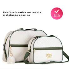 Kit 2 Maternity Bags For Boys/Girls, Luxury Baby Suitcase In Various Colors With Pompom - 軍綠色 - 查看 1