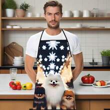 1件可爱狗狗图案印花围裙，适合居家厨房烹饪烘焙、绘画、洗碗、清洁等用途。 - 彩色 - 查看 7