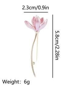 1pc High-End Chinese Style Pink Metal Lotus Flower Brooch, Cute Delicate Floral Boutique Pin, Elegant Accessory For Dresses, Sweaters Christmas Gift - Pink - View 4