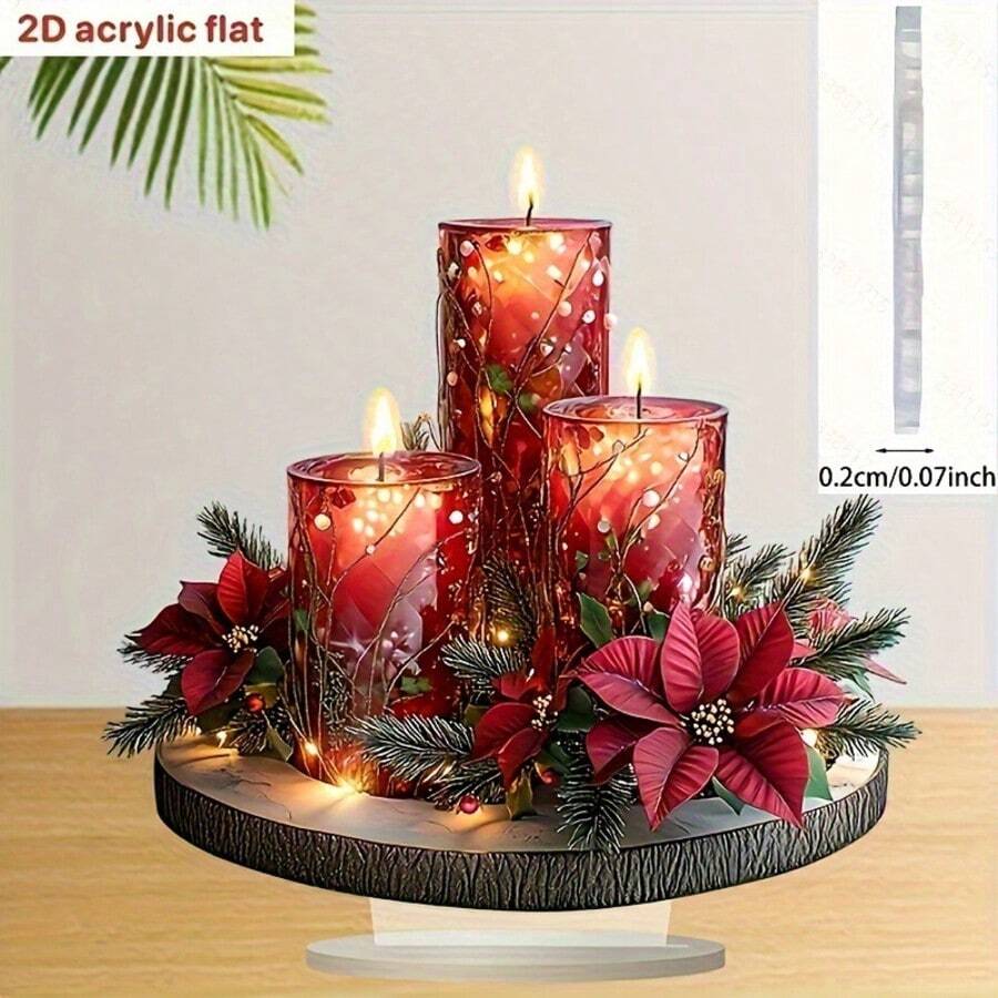 Decoración de vela y floral de estilo bohemio para Navidad - Adorno multifuncional de escritorio, adecuado para el hogar, dormitorio, sala de estar | Regalo perfecto para fiestas, sin necesidad de energía