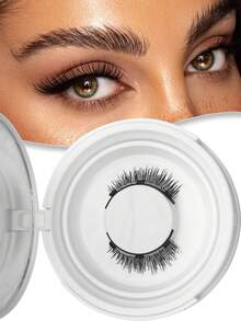 Waloshow زوج جديد من رموش مغناطيسية خمسة سبعة، مناسبة الحجم، مع ملصقات لاصقة، قابلة لإعادة الاستخدام، بدون حاجة لصمغ، تخلق مظهر طبيعي للعين القطة بدون آيلاينر - رموش طبيعية - مشاهدة 19