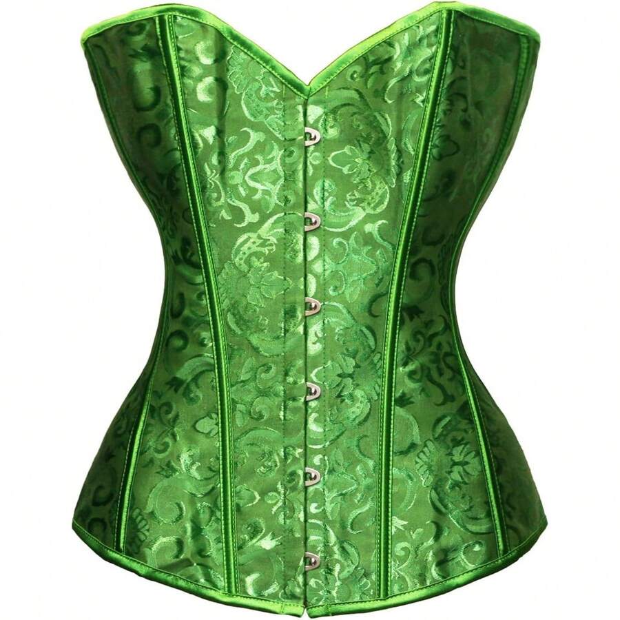 Women's Waist Cincher Bustier Boned Corset With Design In 2025 - Green - View 1