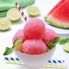 100 قطعة/عبوة قش ورقي ملون بالخطوط للاستخدام مرة واحدة - 8*200 مم و 0.31*7.87 بوصة | قش للمشروبات الحليبية والآيس كريم، لاستخدام تجاري، مناسب لخدمات الإطعام وديكورات حفلات عيد الميلاد