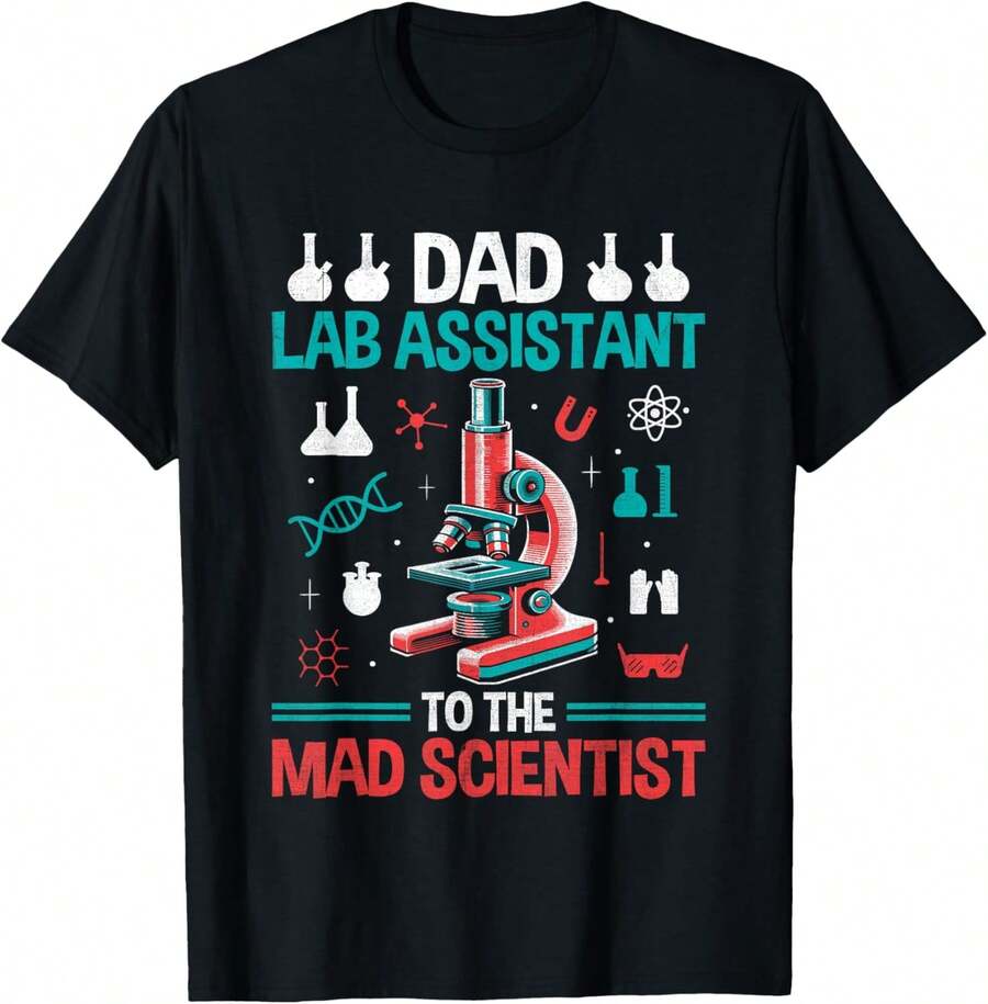 Dad Lab Assistant to Mad Scientist Whiz Kid T-Shirt - Negro - Ver 1