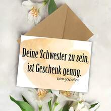 Funny Birthday Greeting Card: Gift Card For Siblings - Sister, Brother - 'Being Your Sister Is Gift Enough'- Personalized, Cartoon Design, Paper Material, Fantasy Theme, Suitable For Birthday Occasions/ Teacher Appreciation Card - Perfect End-Of-Year Greeting To Thank Teachers, Classroom Holiday Gift From Students