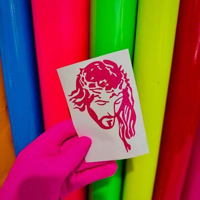 10cm | Adesivo | Rosto Jesus | Fundo Vazado