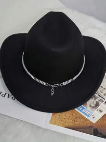 1pc Minimalist Rhinestone Hat Chain Decoration, Suitable For Western Cowboy Hat, Felt Hat, Bucket Hat, Accessory, Holiday Gift, Birthday Party