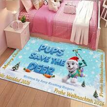 1/3/4 piezas de alfombras con temática de Paw Patrol para Navidad, agrega magia alegre a tu habitación; adecuado para sala de estar, dormitorio, etc.