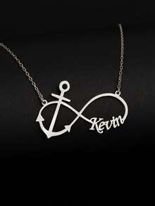 1 pieza Elegante collar de cadena con ancla personalizado con colgante de acero inoxidable con nombre de amor infinito, con forma de cruz - Regalo diario simple y de moda, regalo de Año Nuevo
