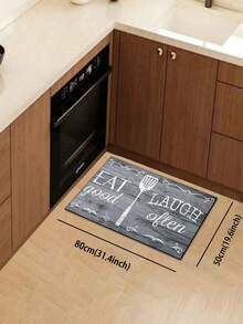 1 pezzo Zerbino serie blu, con lettere inglesi e motivi di utensili da cucina, bordo rettangolare floreale con stile vintage - tappeto per corridoio, semplice e liscio, stile caldo e rustico, tappetino in diatomite spesso circa 3 mm in morbida gomma, adatto per cucina, bagno, ingresso, lavanderia, studio, soggiorno, decorazione per casa e stanza