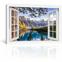 La revolución del lienzo |       Impresión de Pintura Decorativa en Lienzo |       ventana |       Árbol del lago glaciar Perry |       Disponible en diferentes tamaños |       Decoración de interiores |       Pintura Minimalista Moderna |       Adecuado para Sala de Estar, Comedor, Dormitorio, Oficina, Cocina Cuadro (Rectangular, 60 x 40 cm) - Rectangular - Ver 7