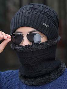 2024新款冬季男士针织帽，加厚保暖韩版保暖内衬毛线帽，个性时尚百搭头套，防寒秋季服装