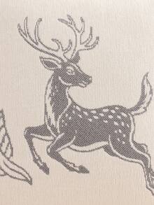 1 pieza/2 piezas Funda de cojín decorativa navideña, Jacquard de chenilla con renos de Navidad para decoración de sala de estar, dormitorio y hogar de estilo granja en invierno, regalo festivo