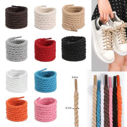 1 Pair 7mm Thick Round Jute Shoelaces For Dunk, Natural Brown Black White Grey, Orange, Pink, Blue, Red, Wheat Beige Circular Shoestrings For Sneakers Casual Sports Shoes Laces Replacement 80cm, Shoe, Spring Summer Picks, Brides Maid Gifts, Room, Bedroom Decor, Bedroom Decor, Beach, Travel, For Men, For Women, Vacation