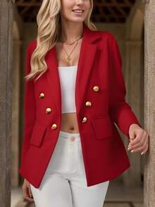 Steve Store Women's Fashion Elegant Women's Blazer Suit Tailored With Buttons - Đỏ - Xem 1