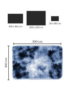 Alfombra Decorativa de Pelo Alto. Alfombra de Peluche. Tapete Elegante para Sala de Estar y Dormitorios. Alfombra Antideslizante De Estilo Moderno. - azul con blanco - Ver 4