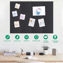 Tablón de anuncios de fieltro 3D Autoadhesivo Multifuncional Azulejo de fieltro de pared Tablero de visión 48x36 pulgadas - 1 - Ver 3